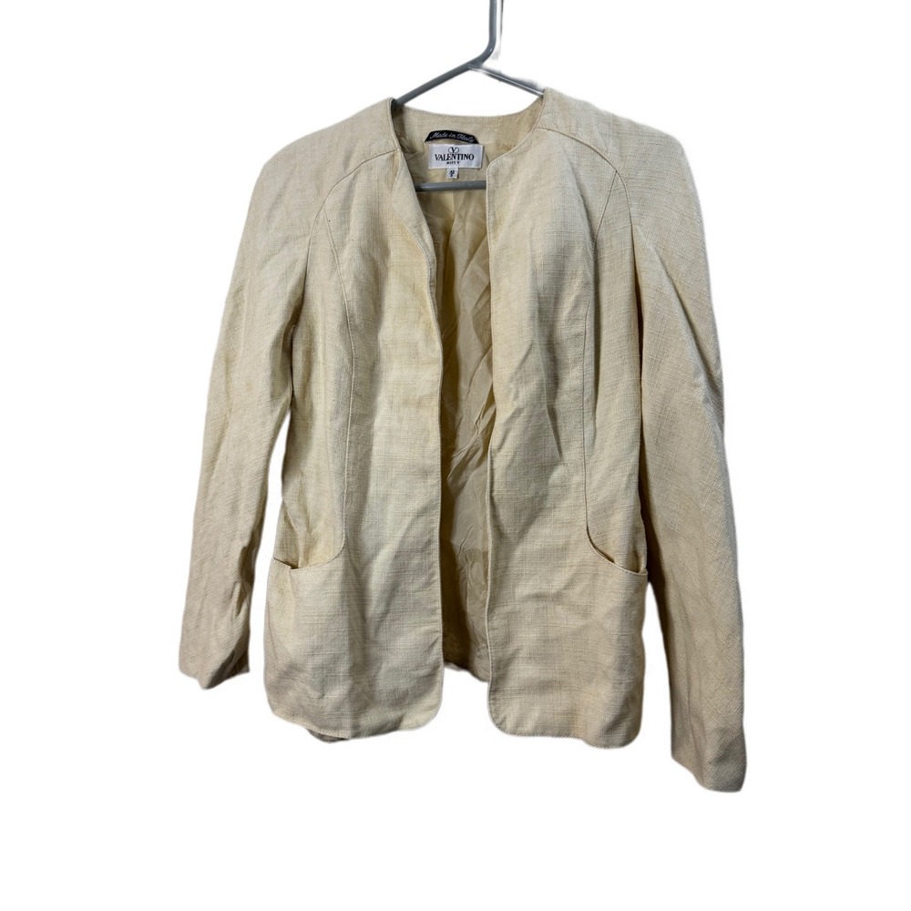 VTG Valentino Miss V Blazer Womens Size‎ 42/8 Cream Made In Italy Viscose Blend